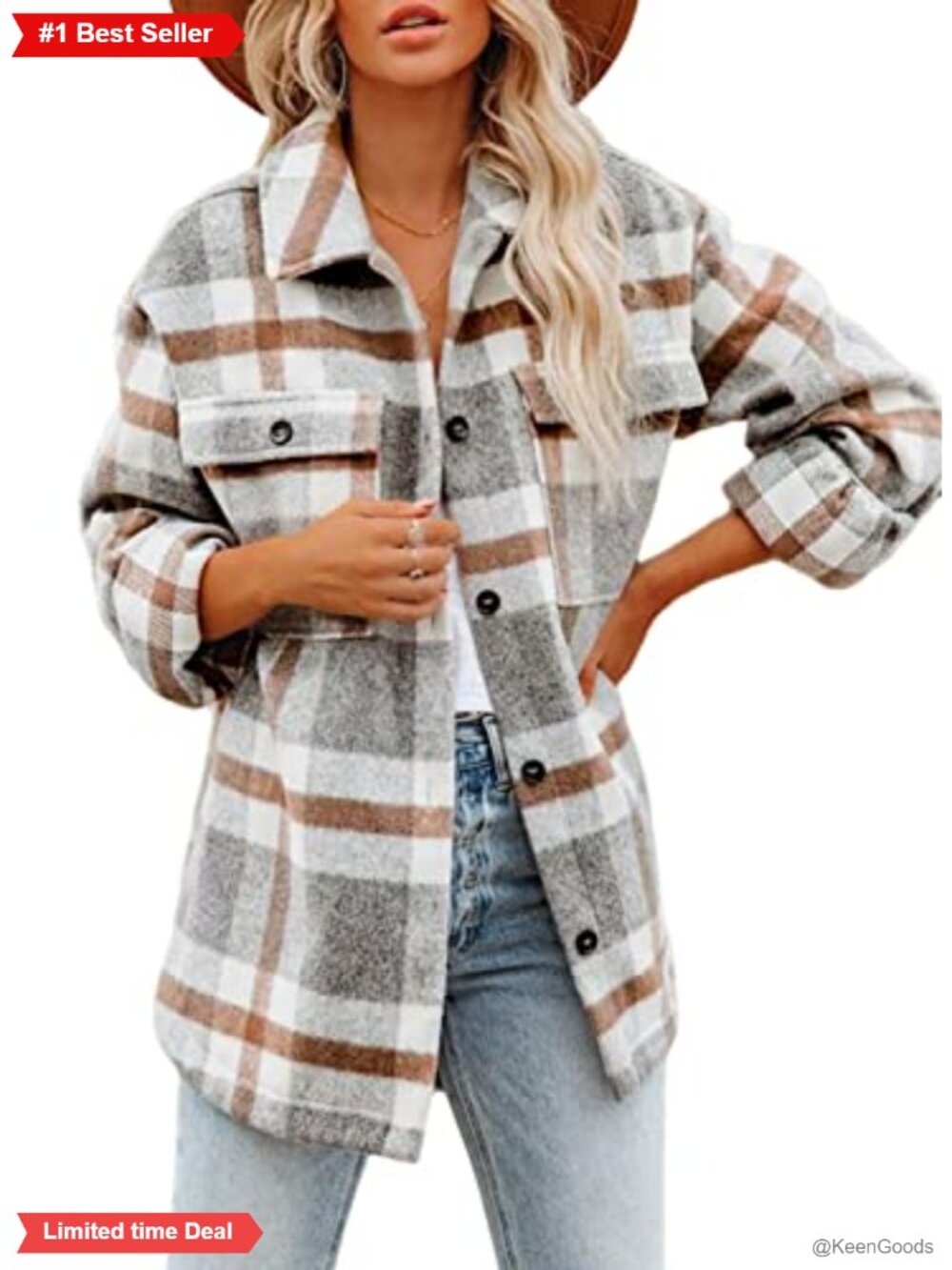 Flannel Plaid Shacket Button Down Shirt Jacket Oversized Fit Casual